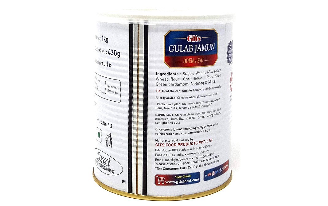 Gits Gulab Jamun Open & Eat   Tin  1 kilogram